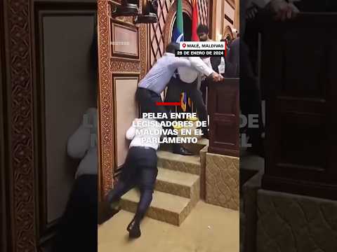 Momento en el que legisladores de #Maldivas se pelearon durante votación clave en el #Parlamento