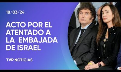 Milei en el acto por el nuevo aniversario del atentado a la embajada de Israel