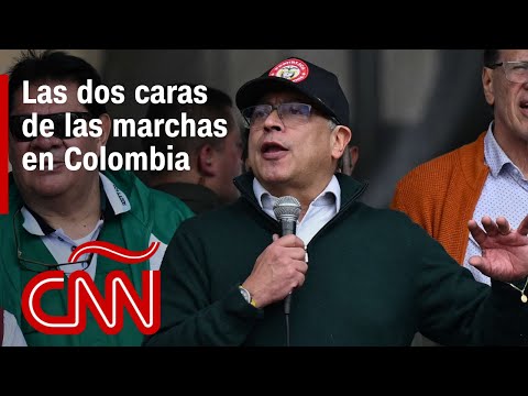 A favor y en contra de Petro, las dos caras de las marchas en Colombia A favor y en contra de Petro, las dos caras de las marchas en Colombia