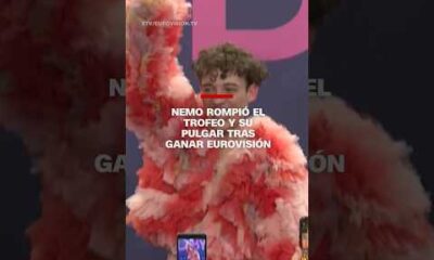 #Nemo rompió el trofeo y su pulgar tras ganar #Eurovision