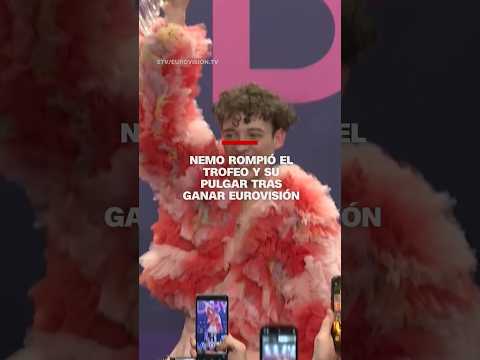 #Nemo rompió el trofeo y su pulgar tras ganar #Eurovision