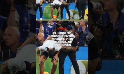 El insólito momento de la lesión de Morata al chocar con un guardia de seguridad en la #Eurocopa