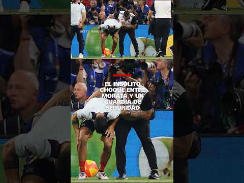 El insólito momento de la lesión de Morata al chocar con un guardia de seguridad en la #Eurocopa