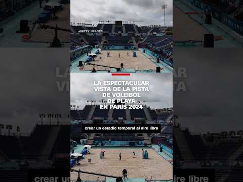 La espectacular vista de la pista de voleibol de playa en #Paris2024 La espectacular vista de la pista de voleibol de playa en #Paris2024