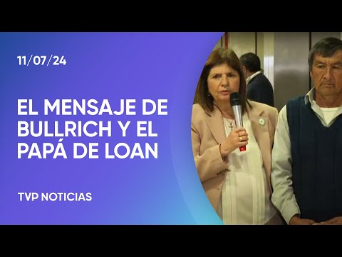 Patricia Bullrich, con el padre de Loan: “conocemos a fondo la causa y estamos involucrados a fondo” Patricia Bullrich, con el padre de Loan: “conocemos a fondo la causa y estamos involucrados a fondo”