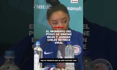 El momento del podio de Simone Biles y Jordan Chiles se hace viral #Paris2024