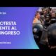 Congreso: manifestación de jubilados, telefónicos y trabajadores del neumático