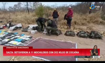 Detienen a 11 mochileros en Salta con 202 kilos de cocaína