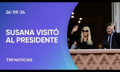 Susana grabó su entrevista con Milei y saludaron juntos desde el balcón de la Rosada