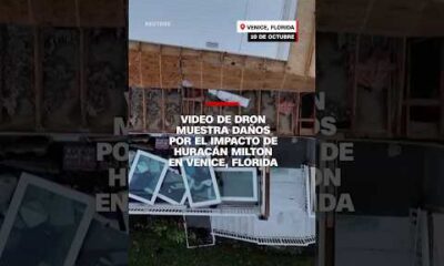 Dron muestra daños por el impacto de huracán Milton en Venice, Florida