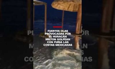 Fuertes olas provocadas por el huracán Milton golpean las costas mexicanas