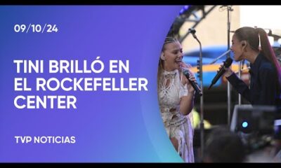 Tini brilló junto a Coldplay en el Rockefeller Center de Nueva York