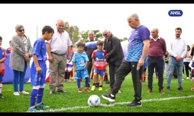 Claudio Poggi en la reinauguración de la cancha del estadio ‘Gonzalo De Otaegui’ de Anchorena