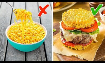 ¡Delicioso! Hamburguesa de fideos instantáneos 🍜🍔 Trucos épicos para cocinar sin complicaciones