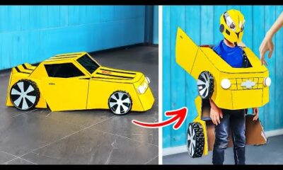 ¡DISFRAZ DE COCHE DE CARTÓN DIY 🚕 ASOMBROSAS MANUALIDADES DE PAPEL PARA TI!