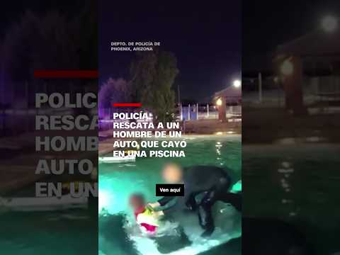 Policía rescata a un hombre de un auto que cayó en una piscina Policía rescata a un hombre de un auto que cayó en una piscina