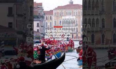 Cientos de Santa Claus desfilan en el gran canal de #Venecia