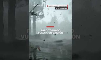 Raro tornado vuelca un camión en California