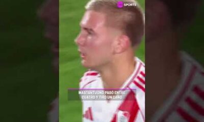 LA JUGADA DE MASTANTUONO ð El juvenil de River entrÃ³ al Ã¡rea, tirÃ³ un caÃ±o pero no pudo definir