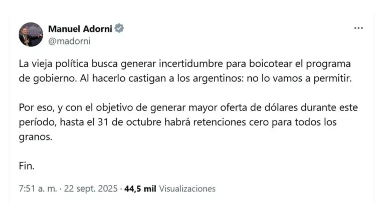 El Gobierno elimina retenciones a granos para impulsar la liquidación de divisas