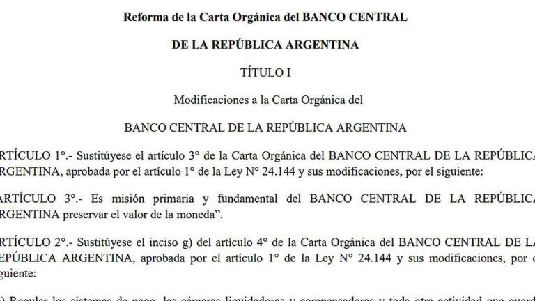 Este es el proyecto para cambiar el BCRA: punto por punto, las claves de la reforma