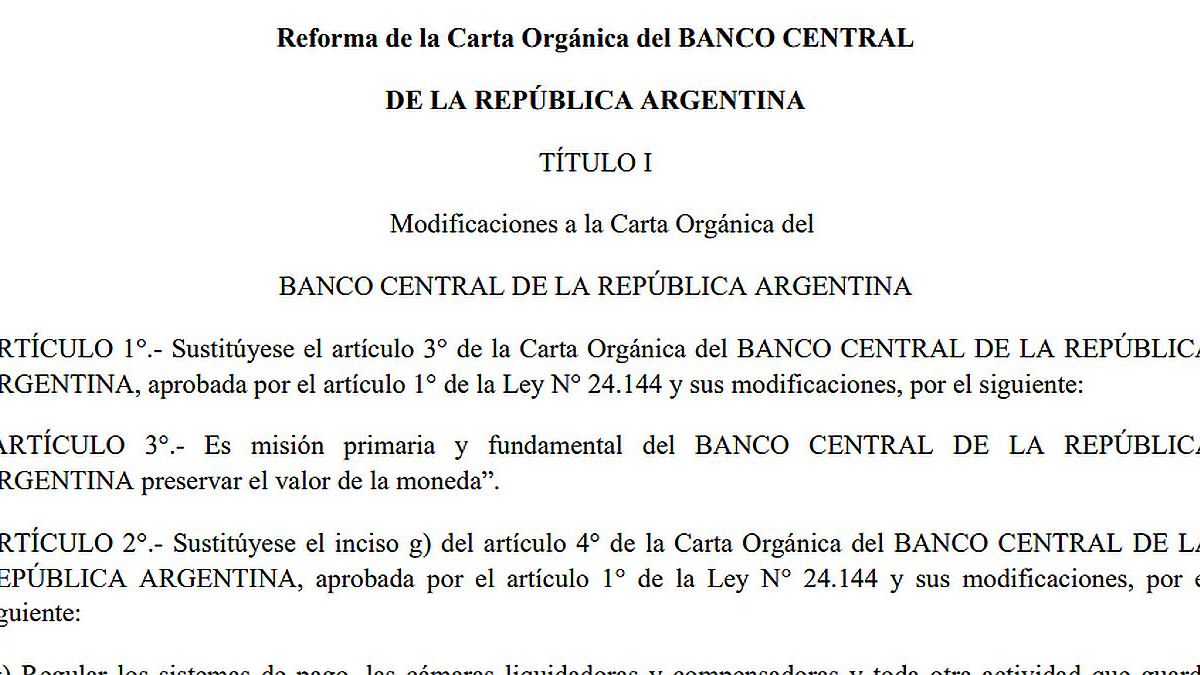 Este es el proyecto para cambiar el BCRA: punto por punto, las claves de la reforma