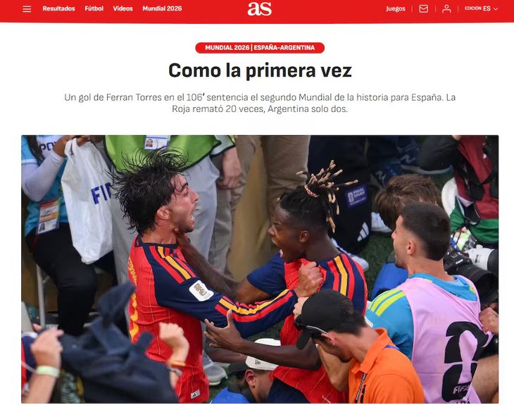 "Los reyes del mundo" y "Mundo rojo": así reflejaron los medios internacionales el triunfo de España