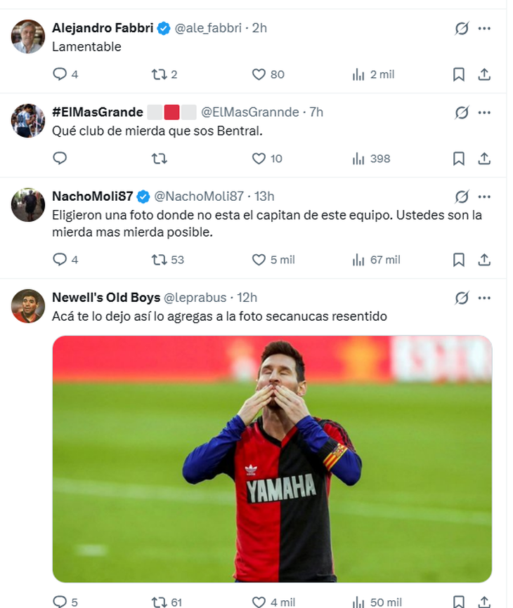 Rosario Central borró a Messi en un posteo para la Selección y fue destrozado en las redes